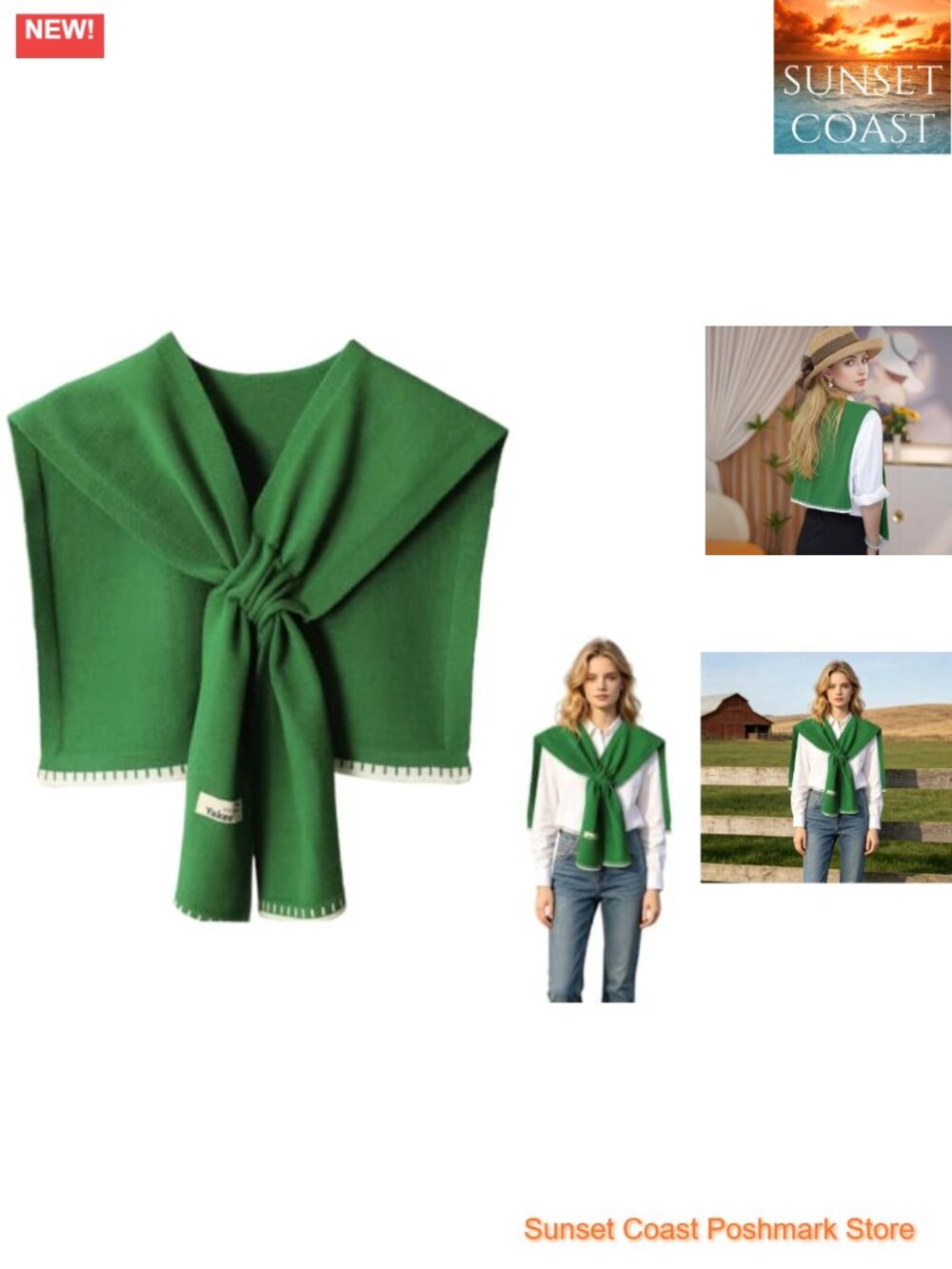 Knitted Pashmina Shawl Wrap with Sleeves, Fashion Poncho Cape for Women
